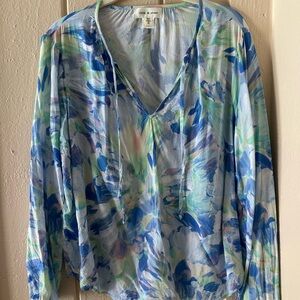 PERFECT CLOTH & STONE LONG SLEEVE PRINT BLOUSE TOP ANTHROPOLOGIE! WOW. XL
